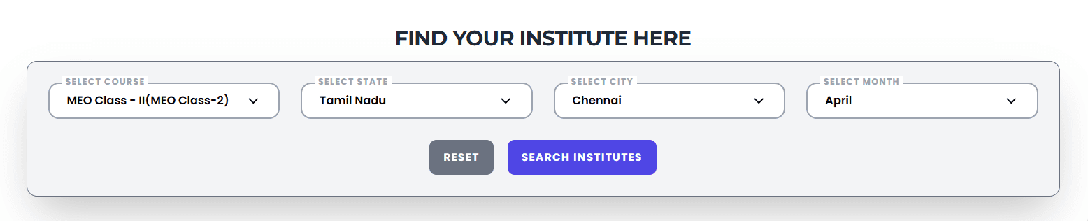 MEO Class 2 Preparatory Course in Chennai