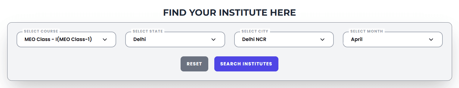 MEO Class 1 Preparatory Course in Delhi