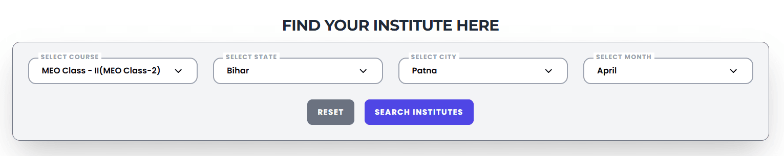 MEO Class 2 Preparatory Course in Patna