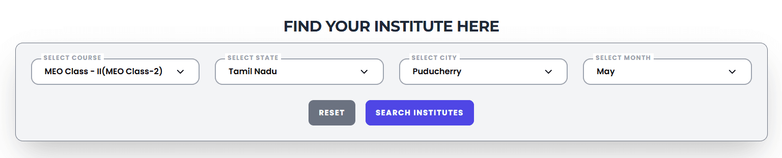 MEO Class 2 Preparatory Course in Pondicherry