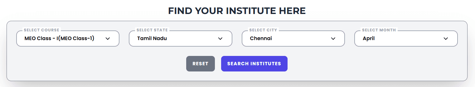MEO Class 1 Preparatory Course in Chennai