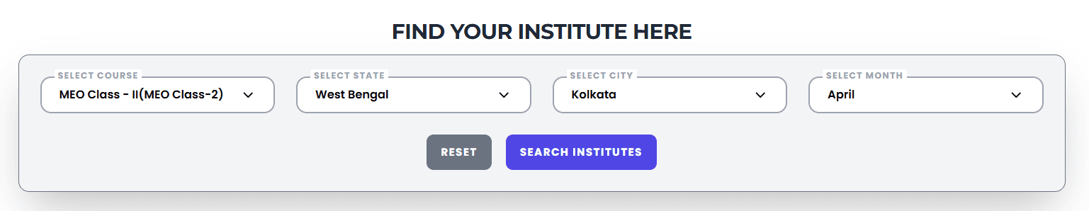 MEO Class 2 Preparatory Course in Kolkata